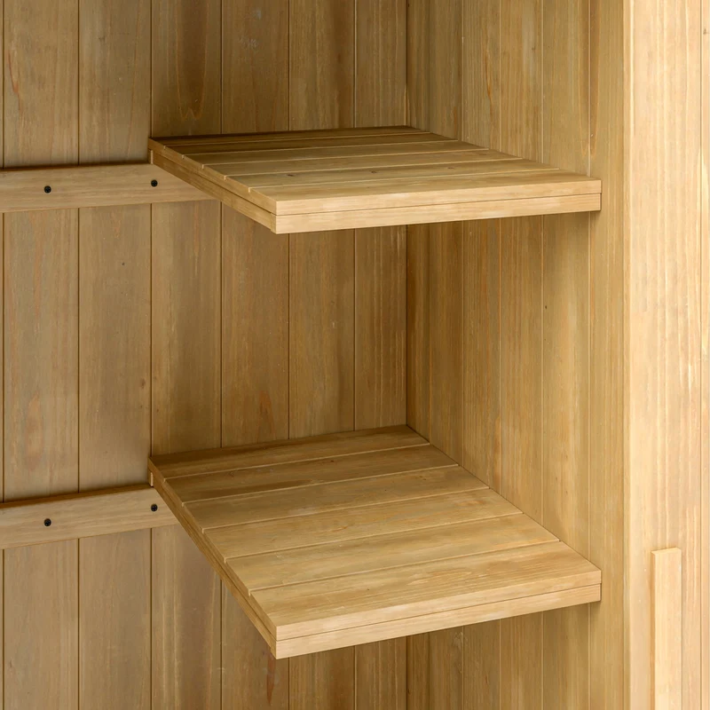 Armoire de jardin 77,5 x 54,2 x 179,5 cm porte loquet 3 étagères rangement gain de place solide rustique en bois naturel 21_0004125
