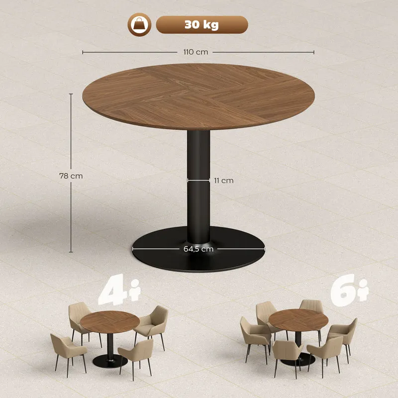 Table à manger ronde 110 x 78 cm pour 4-6 personnes plateau large moderne minimaliste en MDF brun 21_0003357