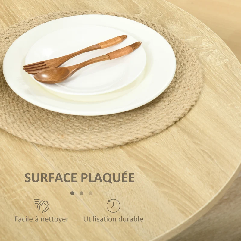 Table ovale pliante cuisine salon 104 x 76 x 73,7 cm gain de place extensible style contemporain épuré en mélaminé chêne 21_0002213