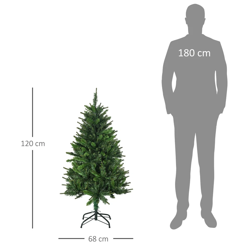 Sapin de noël artificiel intérieur 68 x 120 cm 310 branches réalistes socle pliable stable classique en plastique vert 21_0001287