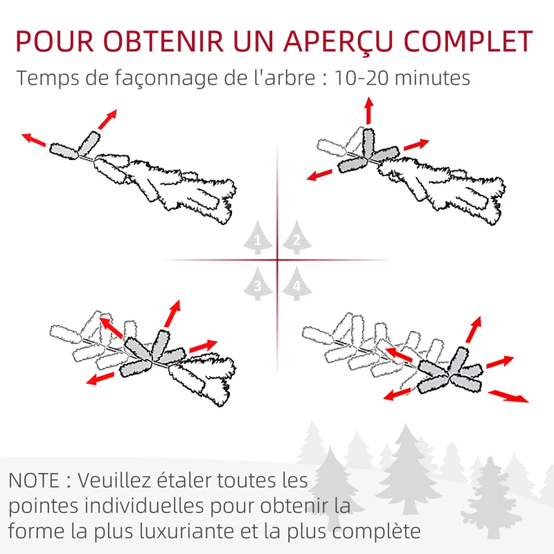 Sapin de noël artificiel intérieur 68 x 120 cm 310 branches réalistes socle pliable stable classique en plastique vert 21_0001287