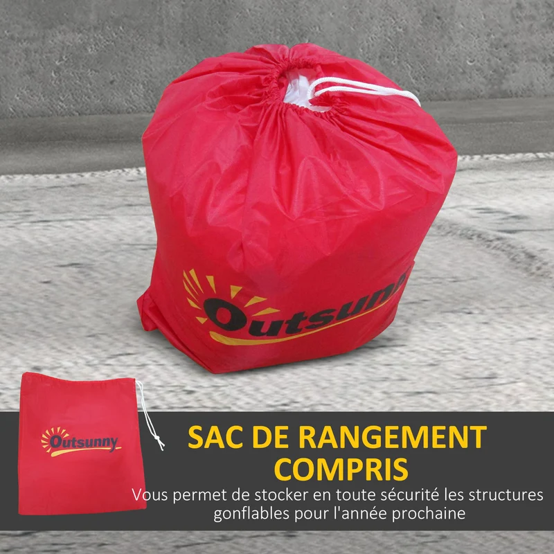 Père noël gonflable décoration extérieur 130 x 82 x 195 cm éclairage led résistant pluie décoratif en polyester rouge 21_0004009