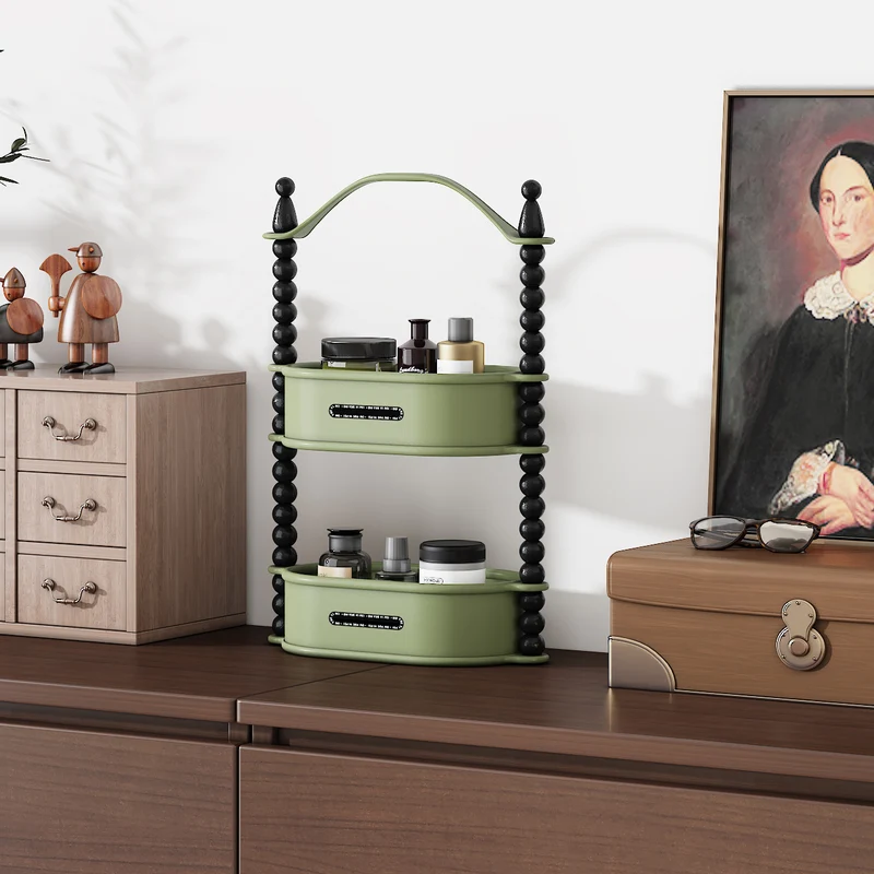 Contemporary Nordic High-Density Resin Oak Wood Oval Desktop Storage Shelf 1/2-Tier For Living Room & Entryway