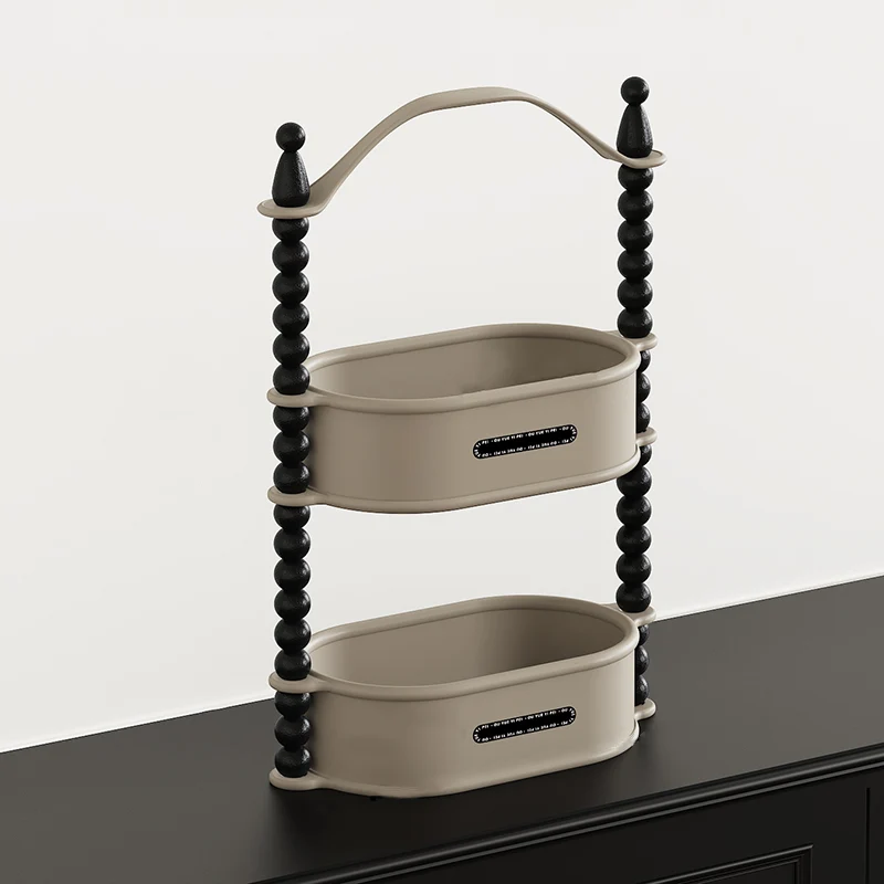 Contemporary Nordic High-Density Resin Oak Wood Oval Desktop Storage Shelf 1/2-Tier For Living Room & Entryway