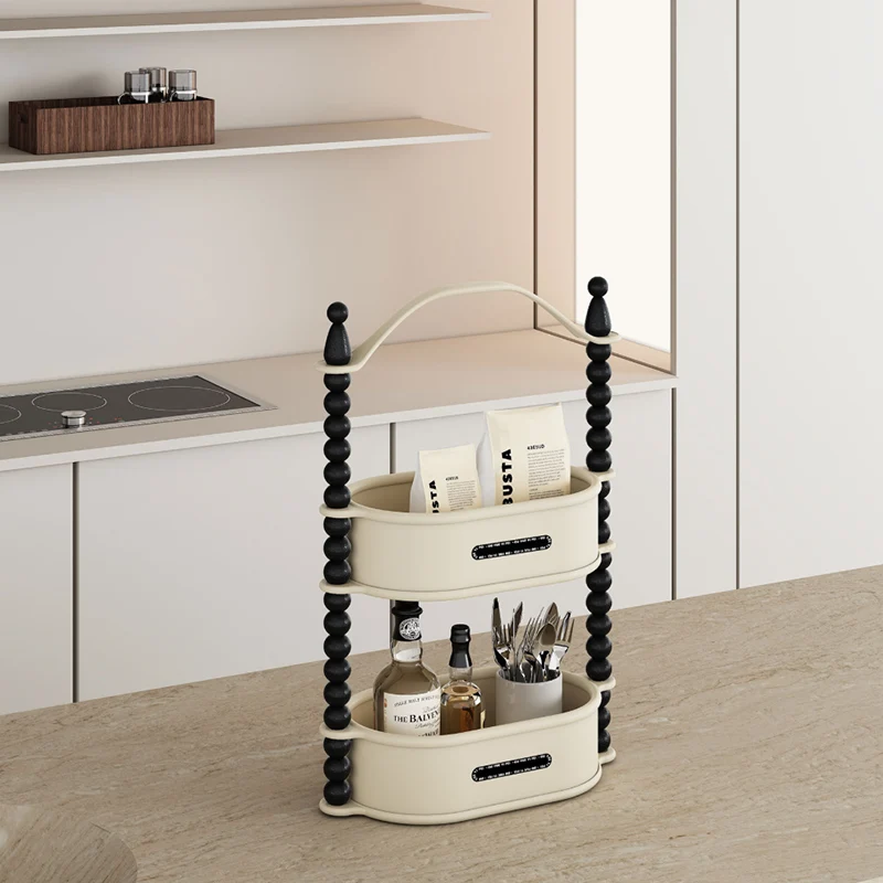 Contemporary Nordic High-Density Resin Oak Wood Oval Desktop Storage Shelf 1/2-Tier For Living Room & Entryway