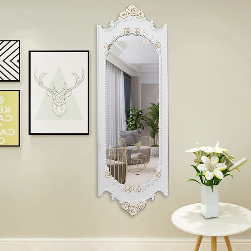 Traditional European MDF Resin Glass Oval Wall Mirror For Bedroom & Living Room