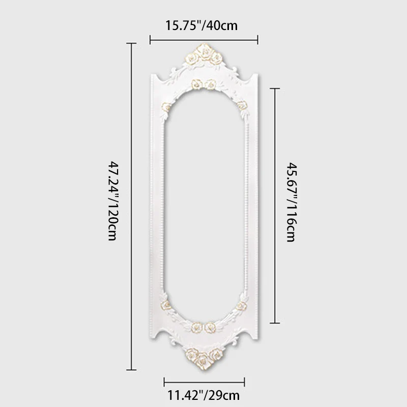 Traditional European MDF Resin Glass Oval Wall Mirror For Bedroom & Living Room