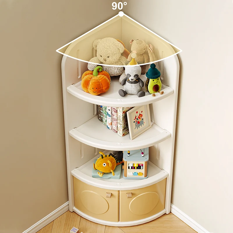 Modern Minimalist Fan-Shaped Eco-Friendly HDPE Kids Corner Storage Cabinet 3/4-Layer For Living Room