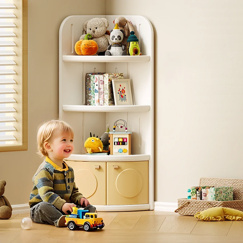 Modern Minimalist Fan-Shaped Eco-Friendly HDPE Kids Corner Storage Cabinet 3/4-Layer For Living Room