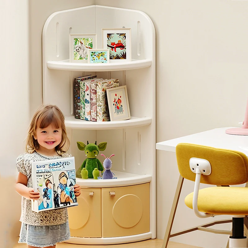 Modern Minimalist Fan-Shaped Eco-Friendly HDPE Kids Corner Storage Cabinet 3/4-Layer For Living Room