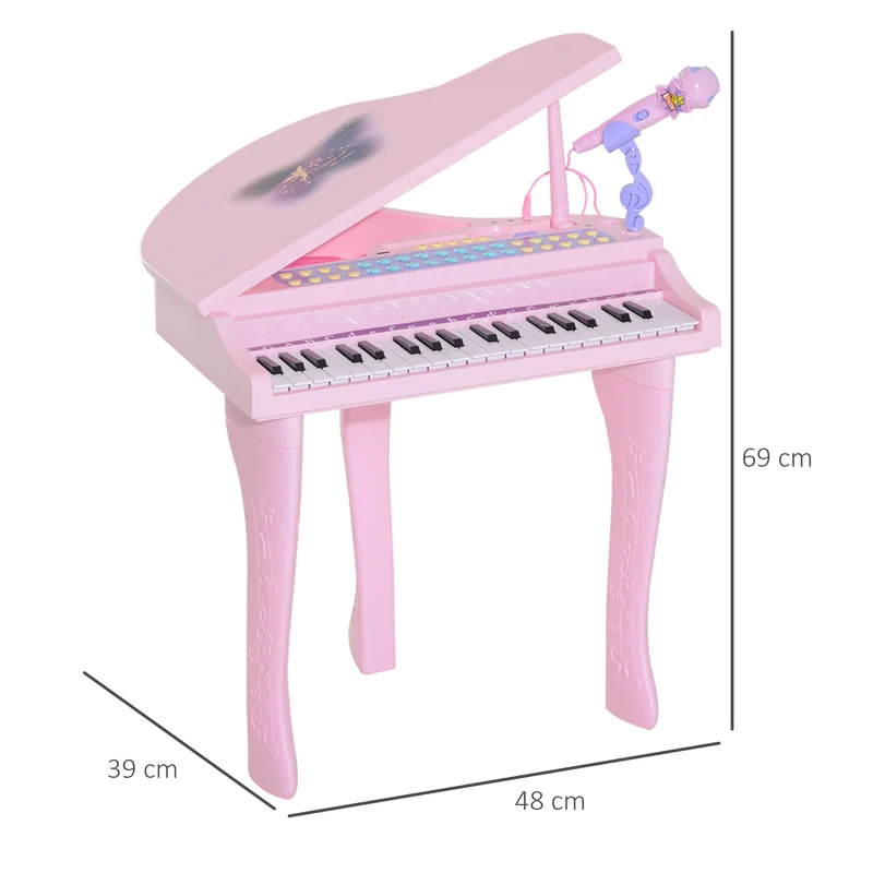 Piano électronique pour enfants 37 touches 48 x 39 x 69 cm apprentissage guidé et karaoké décoratif tendance en abs rose 21_0000693