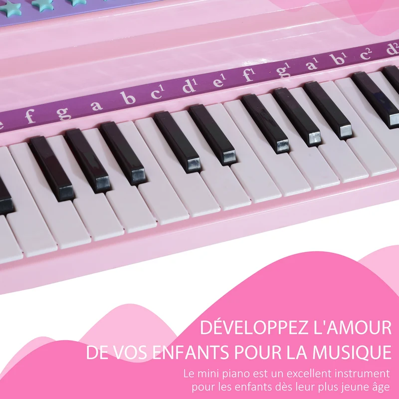 Piano électronique pour enfants 37 touches 48 x 39 x 69 cm apprentissage guidé et karaoké décoratif tendance en abs rose 21_0000693