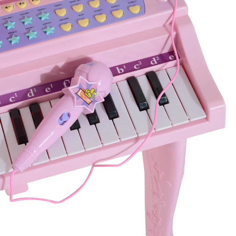 Piano électronique pour enfants 37 touches 48 x 39 x 69 cm apprentissage guidé et karaoké décoratif tendance en abs rose 21_0000693