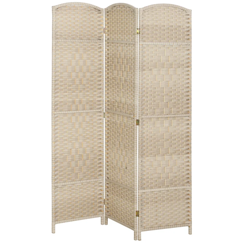 Paravent pliable séparateur de pièce triptyque 135 x 1.7 x 180 cm intimité design scandinave en polypropylène chêne 21_0001332