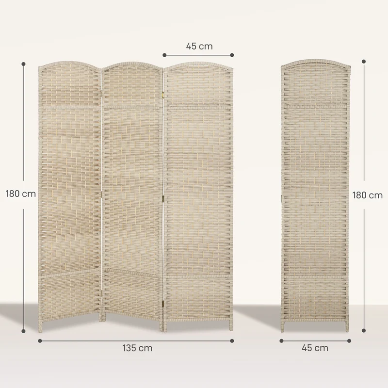 Paravent pliable séparateur de pièce triptyque 135 x 1.7 x 180 cm intimité design scandinave en polypropylène chêne 21_0001332