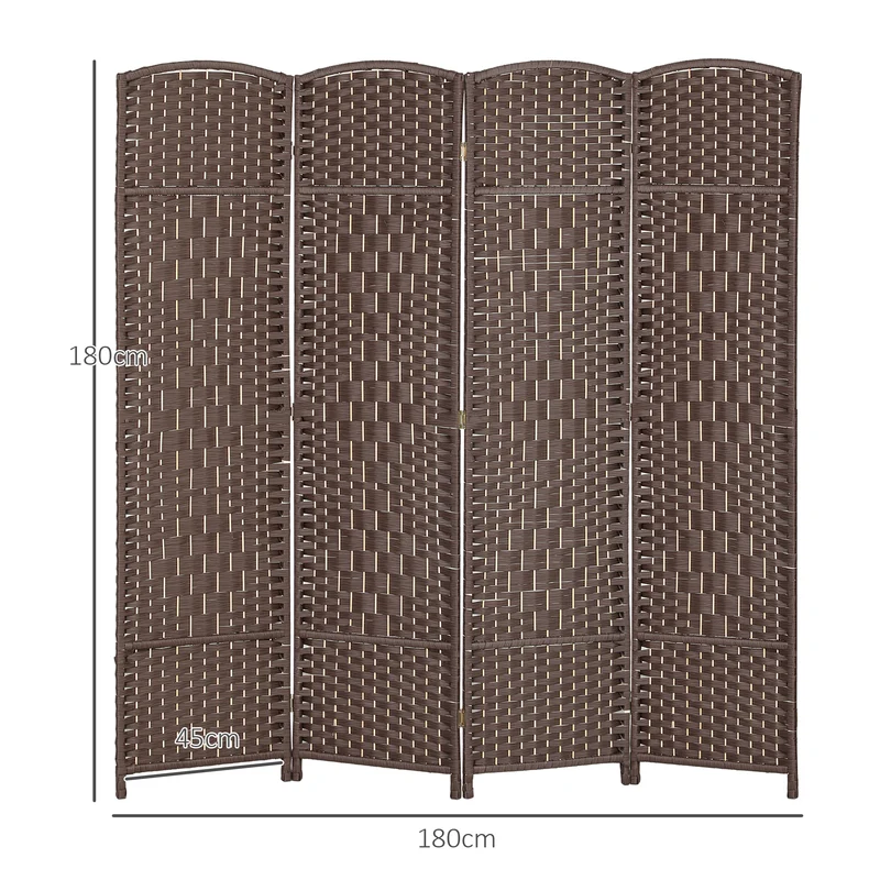Paravent intérieur 4 panneaux pliable 180 x 1.7 x 180 cm intimité gain d'espace scandinave cosy en polypropylène marron 21_0001335