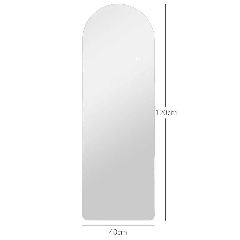 Miroir mural arqué sans cadre 120 x 40 x 3 cm éclairage led réglable gain de place moderne en verre trempé transparent 21_0001639