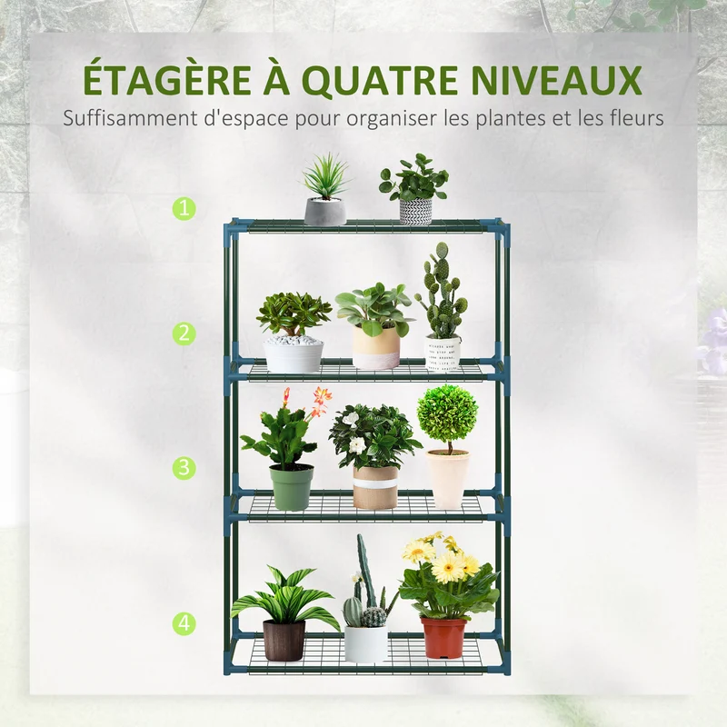 Lot de 2 étagères à fleurs 70 x 27 x 110 cm gain de place modulable pour balcon et jardin design moderne en acier vert 21_0004244