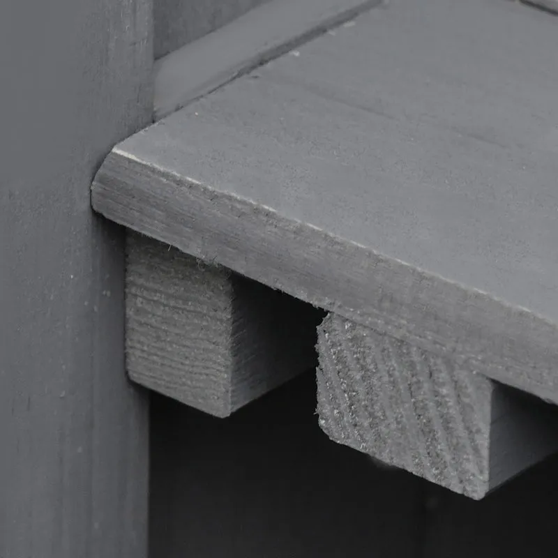 Armoire de jardin sur pied double porte 74 x 43 x 88 cm étagère et toit relevable bitumé pré-huilé épuré en bois gris 21_0004092