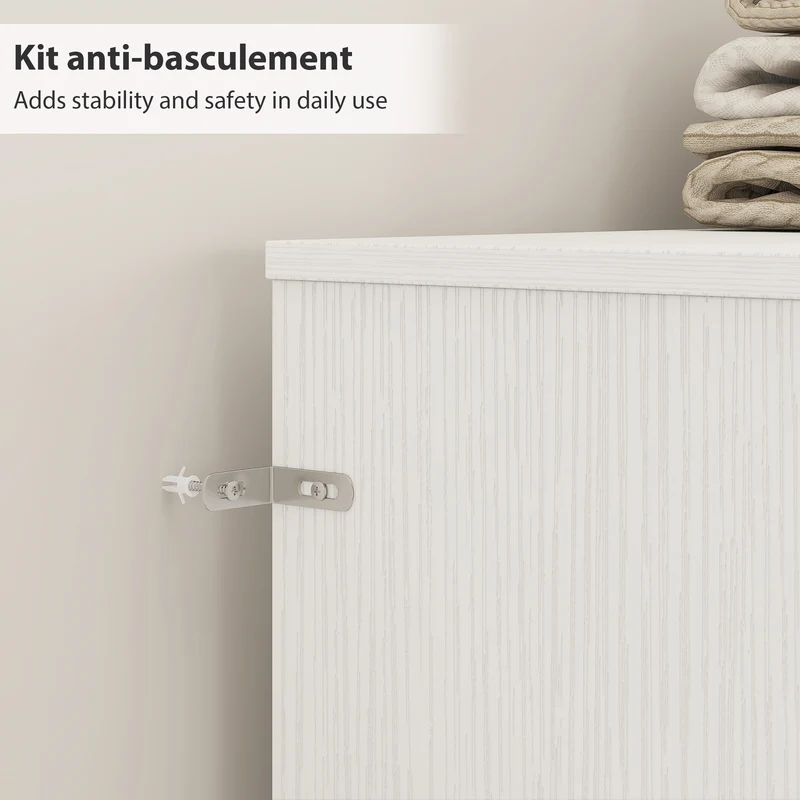 Tête de lit sur pied à 4 compartiments 160 x 20,2 x 108,2 cm gain de place moderne minimaliste pratique en MDF blanc 21_0003758