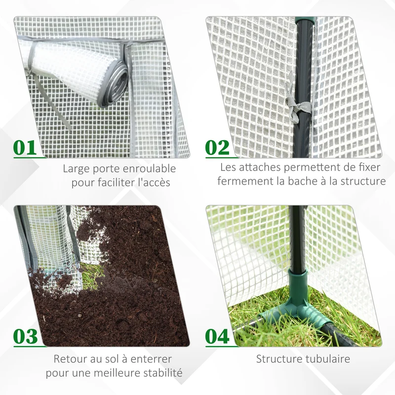 Serre de balcon 100 x 50 x 150 cm protection plantes anti uv renforcée montage rapide style moderne épuré en acier vert 21_0004170