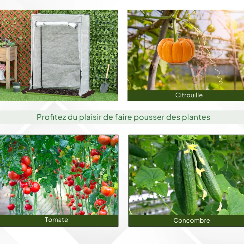 Serre de balcon 100 x 50 x 150 cm protection plantes anti uv renforcée montage rapide style moderne épuré en acier vert 21_0004170