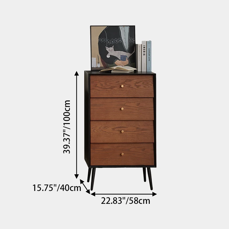 Traditional French Rectangular Plywood Pine Wood Carbon Steel Storage Cabinet 4/5-Drawer For Living Room & Bedroom