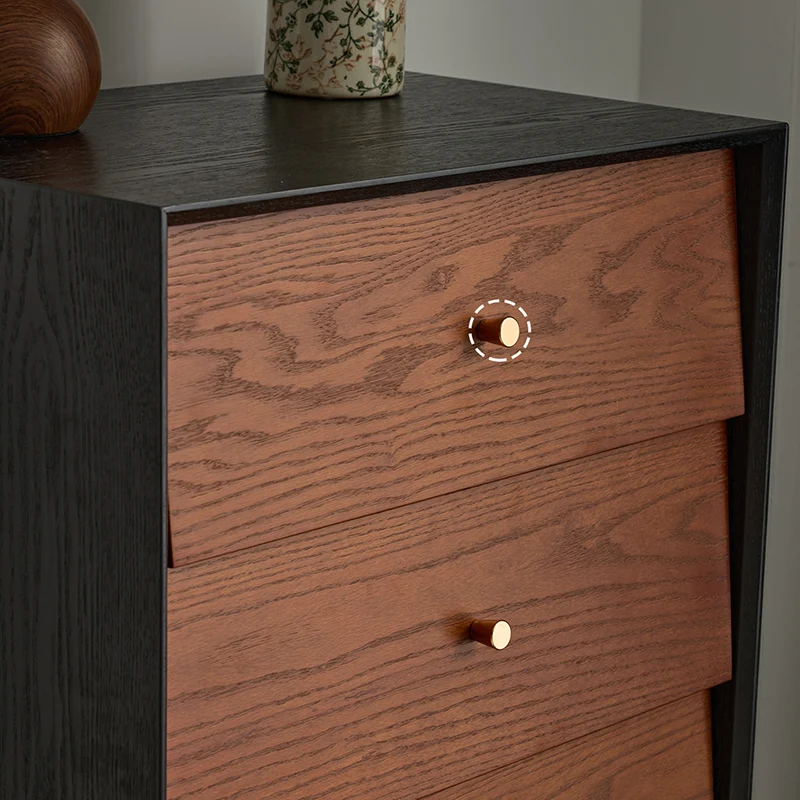 Traditional French Rectangular Plywood Pine Wood Carbon Steel Storage Cabinet 4/5-Drawer For Living Room & Bedroom