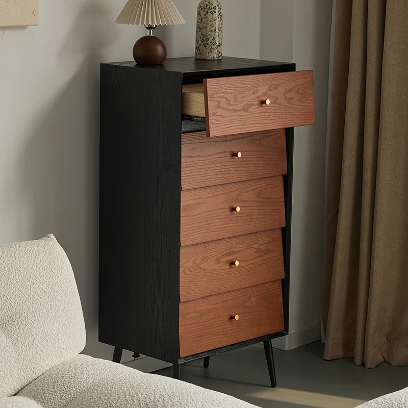 Traditional French Rectangular Plywood Pine Wood Carbon Steel Storage Cabinet 4/5-Drawer For Living Room & Bedroom