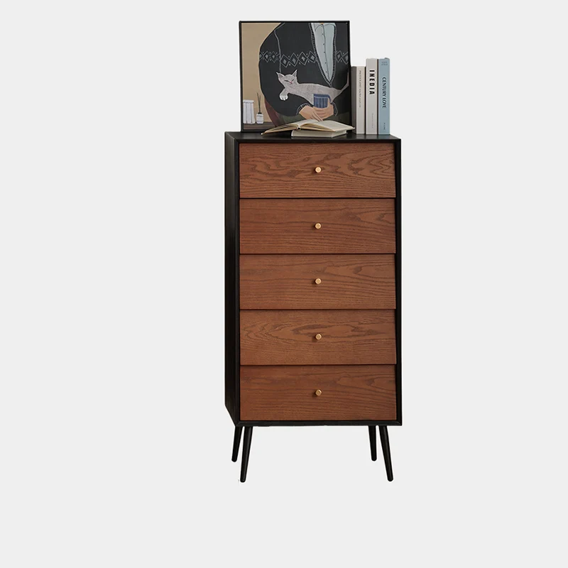 Traditional French Rectangular Plywood Pine Wood Carbon Steel Storage Cabinet 4/5-Drawer For Living Room & Bedroom