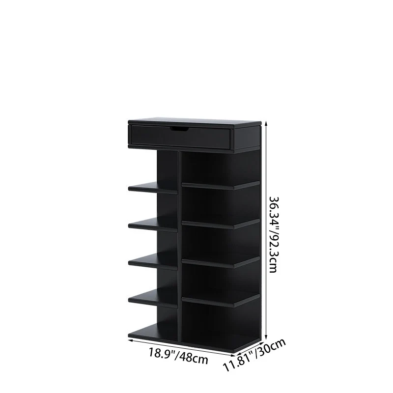 Modern Minimalist Rectangular Rubberwood Plywood Paulownia Wood Shoe Storage Rack 5/6/7-Layer For Entryway & Hallway