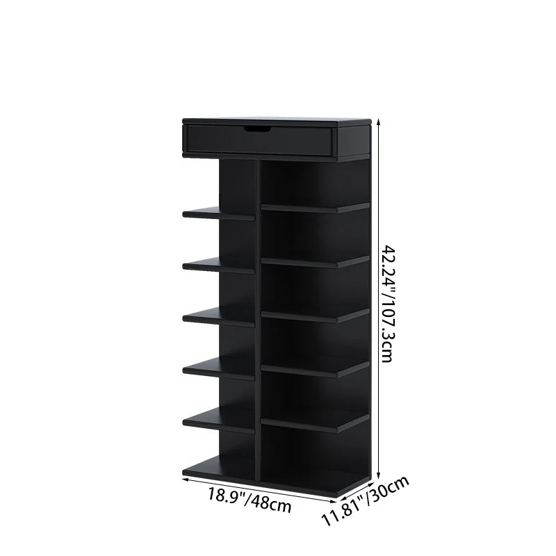 Modern Minimalist Rectangular Rubberwood Plywood Paulownia Wood Shoe Storage Rack 5/6/7-Layer For Entryway & Hallway