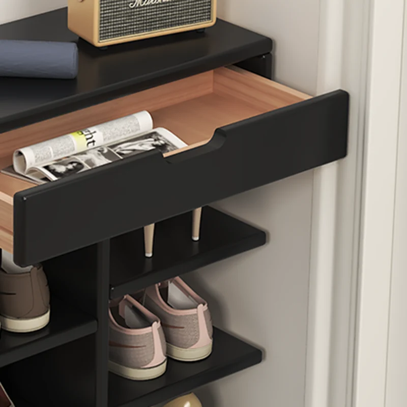 Modern Minimalist Rectangular Rubberwood Plywood Paulownia Wood Shoe Storage Rack 5/6/7-Layer For Entryway & Hallway
