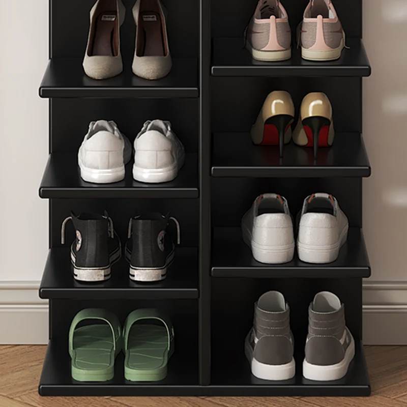 Modern Minimalist Rectangular Rubberwood Plywood Paulownia Wood Shoe Storage Rack 5/6/7-Layer For Entryway & Hallway