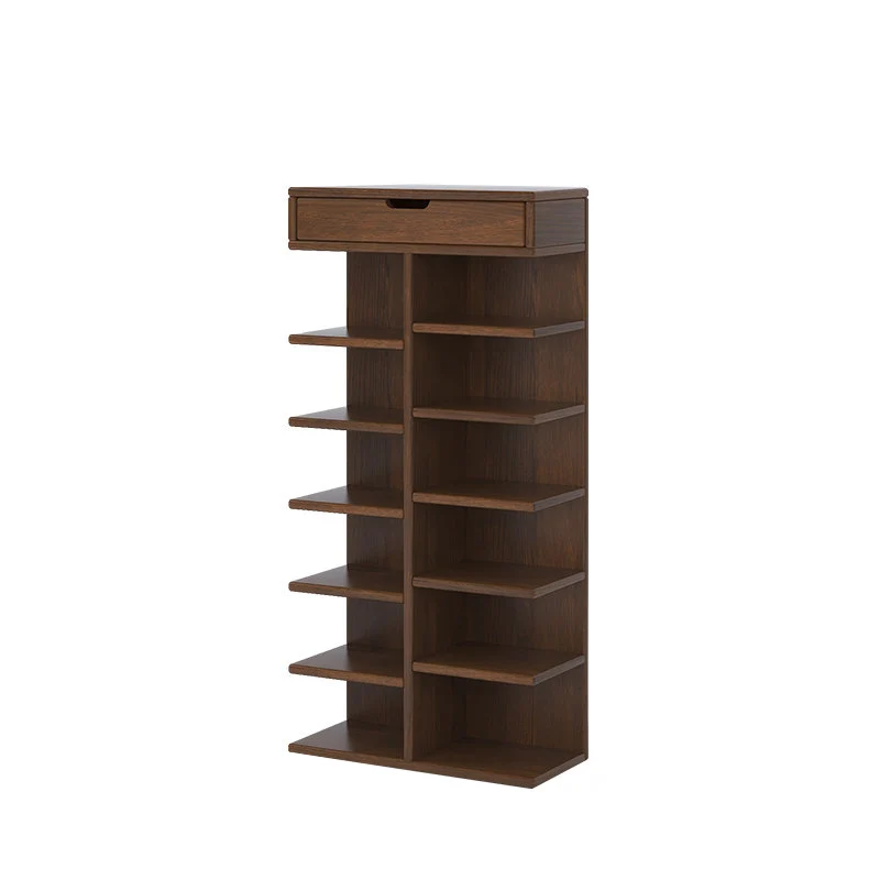 Modern Minimalist Rectangular Rubberwood Plywood Paulownia Wood Shoe Storage Rack 5/6/7-Layer For Entryway & Hallway