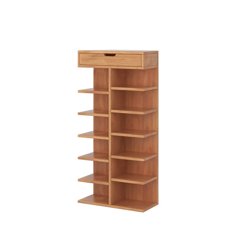Modern Minimalist Rectangular Rubberwood Plywood Paulownia Wood Shoe Storage Rack 5/6/7-Layer For Entryway & Hallway