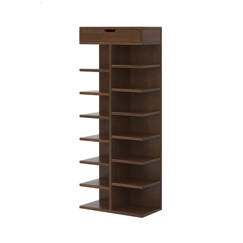 Modern Minimalist Rectangular Rubberwood Plywood Paulownia Wood Shoe Storage Rack 5/6/7-Layer For Entryway & Hallway