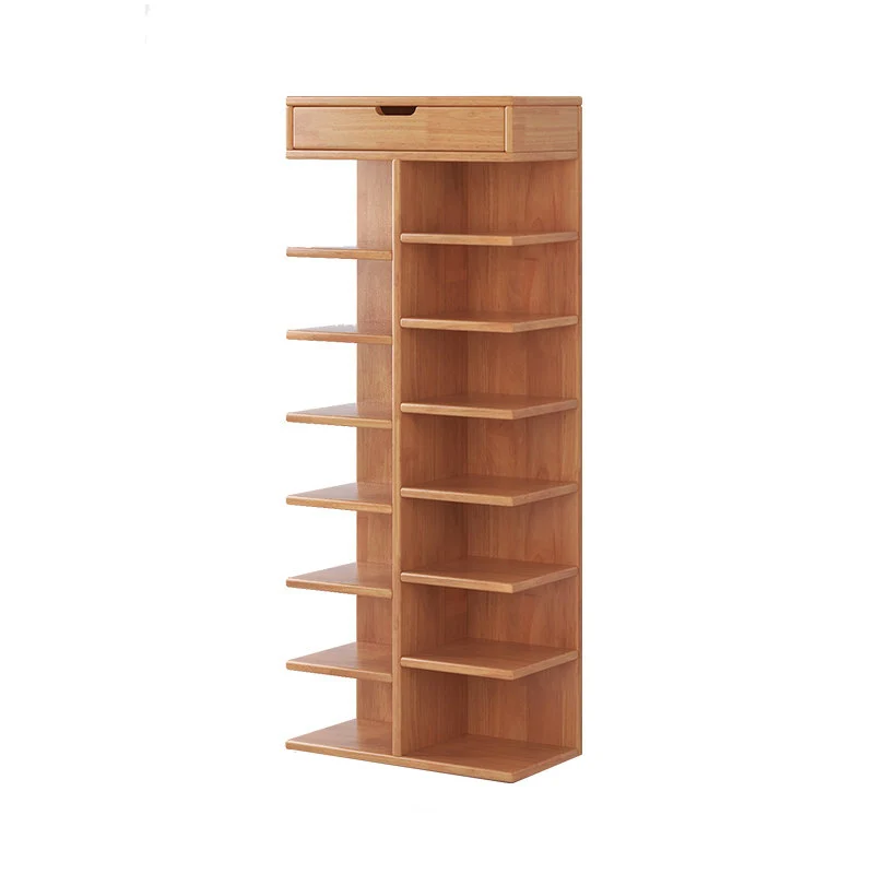 Modern Minimalist Rectangular Rubberwood Plywood Paulownia Wood Shoe Storage Rack 5/6/7-Layer For Entryway & Hallway
