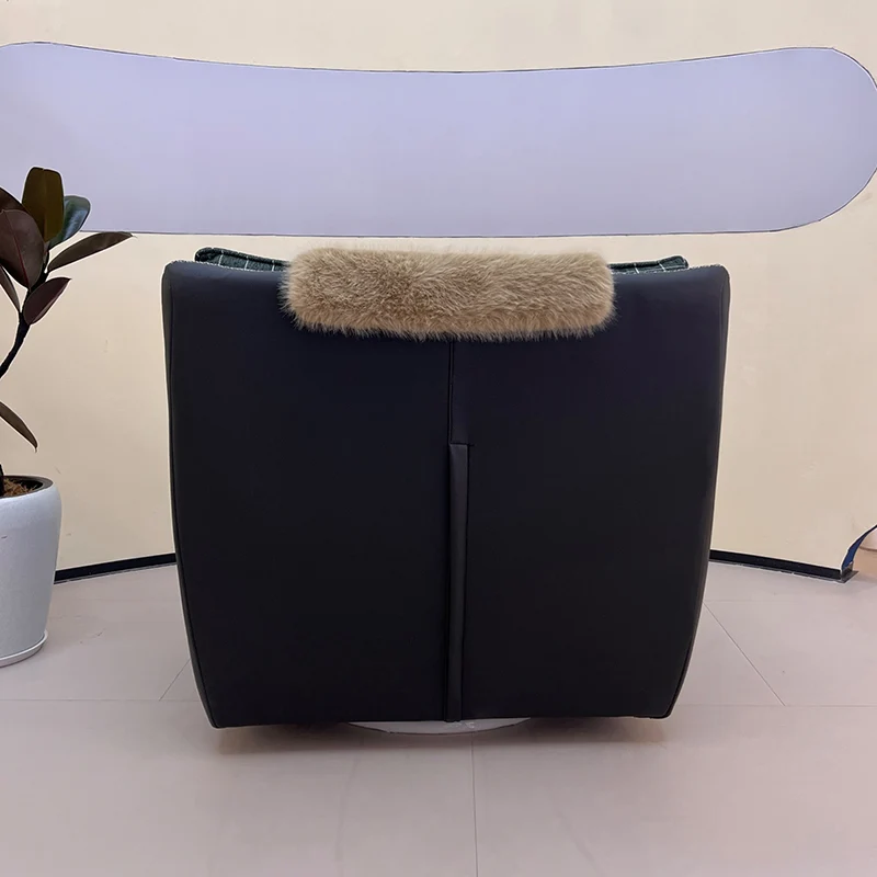 Contemporary Scandinavian Cotton-Linen Upholstery Accent Chair: Eco-Friendly Faux Leather Cover - 360° Swivel Single-Seater Sofa For Living Room