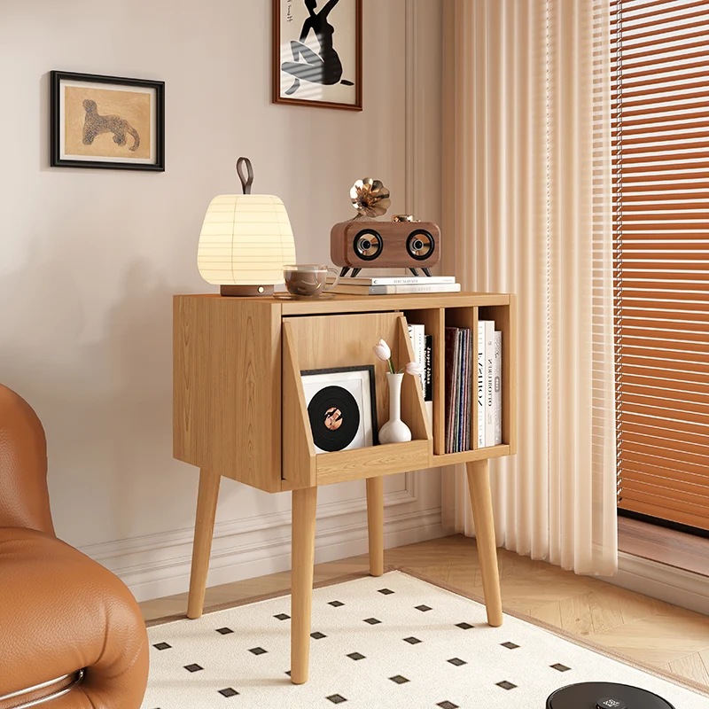 Contemporary Nordic Plywood Rectangular Storage Cabinet With Drawer And Open Shelves For Living Room