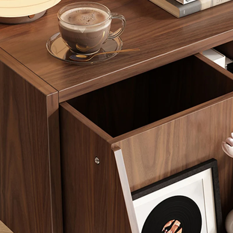 Contemporary Nordic Plywood Rectangular Storage Cabinet With Drawer And Open Shelves For Living Room