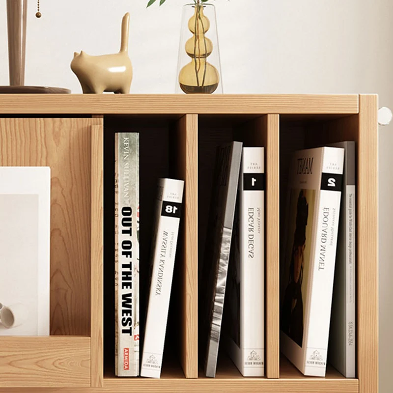 Contemporary Nordic Plywood Rectangular Storage Cabinet With Drawer And Open Shelves For Living Room