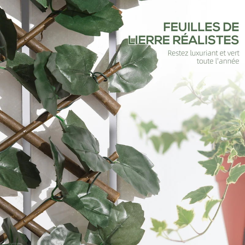 Lot de 2 haie artificielle murale brise vue extensible 295 x 70 x 2 cm entretien facile décoratif en polyester vert 21_0003977