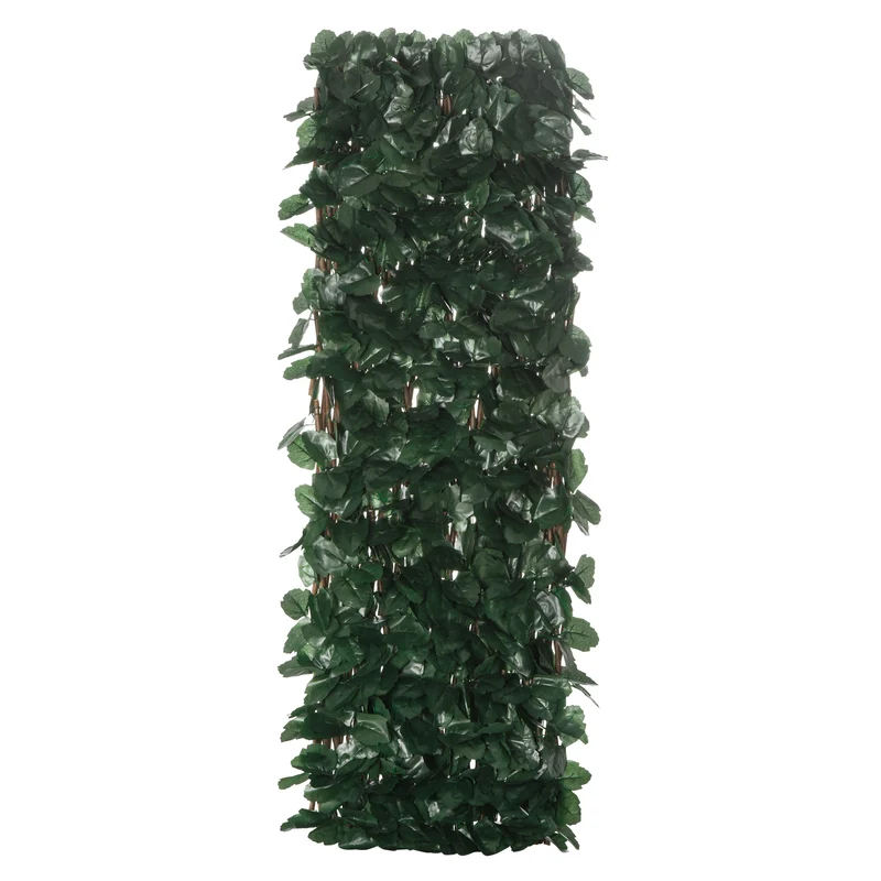 Lot de 2 haie artificielle murale brise vue extensible 295 x 70 x 2 cm entretien facile décoratif en polyester vert 21_0003977