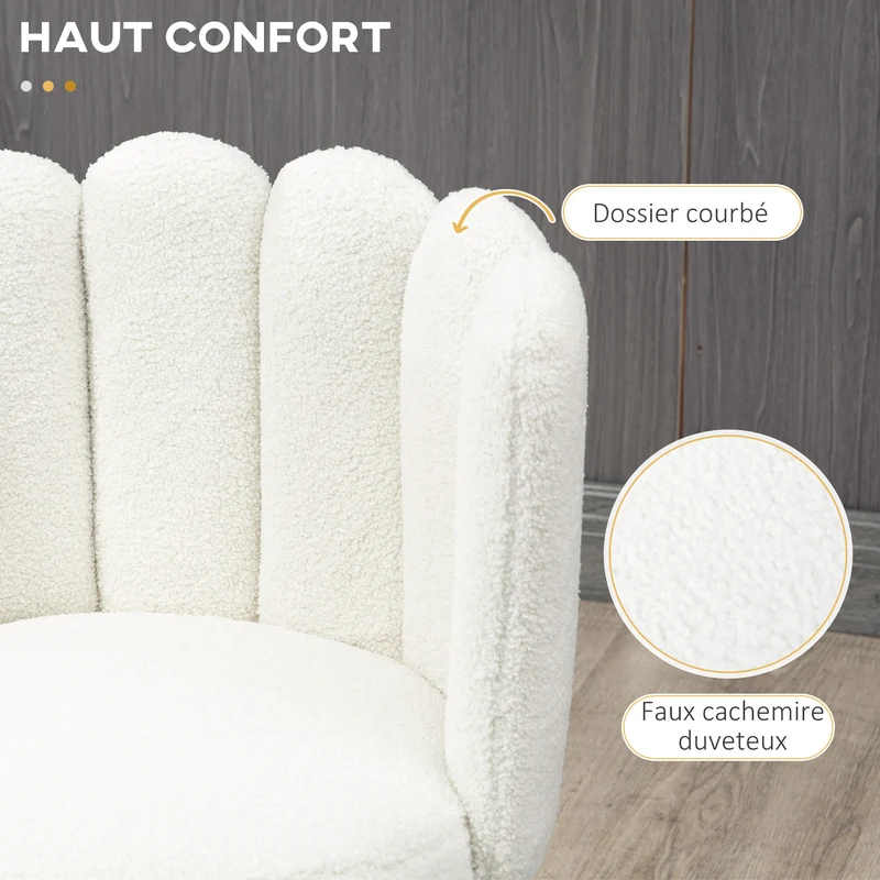 Lot de 2 chaises hautes 52 x 53 x 93 cm assise 65 cm dossier enveloppant contemporain pour cuisine en polyester crème 21_0002348
