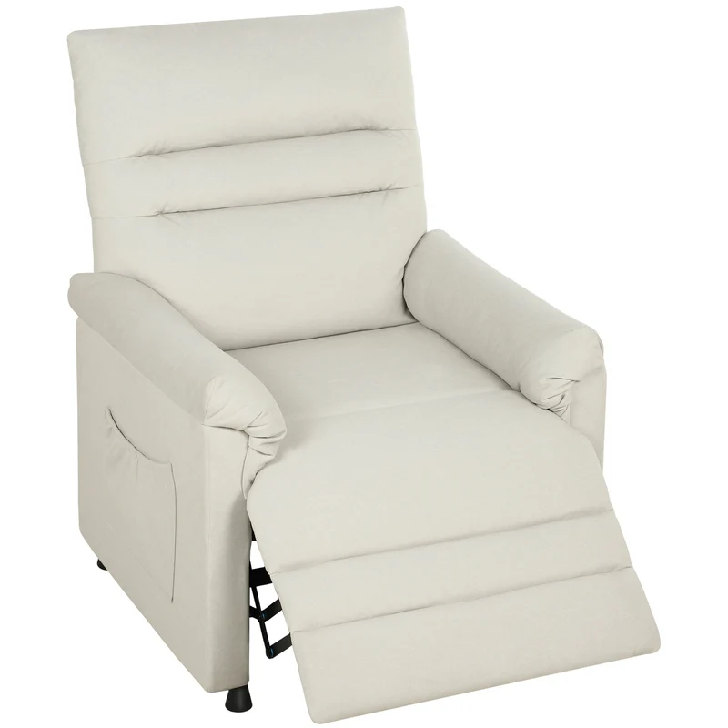 Fauteuil relax électrique massant inclinable 82 x 99 x 106 cm moteur très silencieux contemporain salon en velours crème 21_0000833