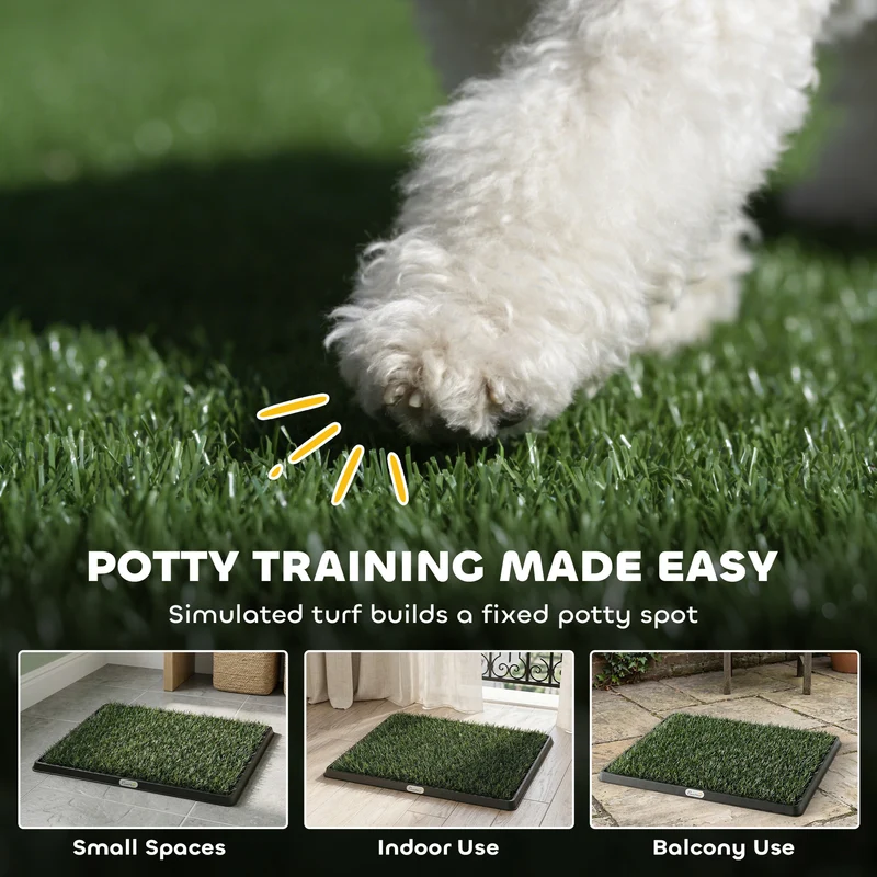 Toilette pour chien d'entraînement 63 x 50,5 x 3,5 cm système 3 couches drainage rapide lavable moderne épuré en PP noir 21_0007532
