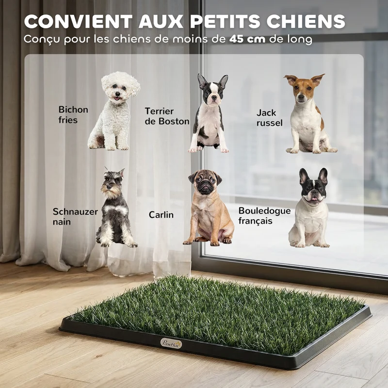 Toilette pour chien d'entraînement 63 x 50,5 x 3,5 cm système 3 couches drainage rapide lavable moderne épuré en PP noir 21_0007532