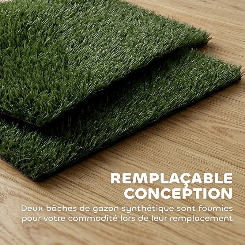 Toilette pour chien d'entraînement 63 x 50,5 x 3,5 cm système 3 couches drainage rapide lavable moderne épuré en PP noir 21_0007532