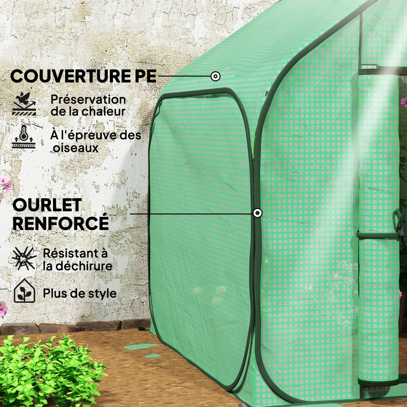 Serre pliable dôme jardin 150 x 148 x 148 cm protection uv porte zippée design contemporain compact en polyéthylène vert 21_0005536
